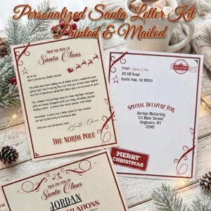 Kit de lettres personnalisées pour le père Noël - Certificat pour belle liste - Enveloppe Pôle Nord - Souvenir de Noël pour enfants - Lettre postale envoyée au père Noël