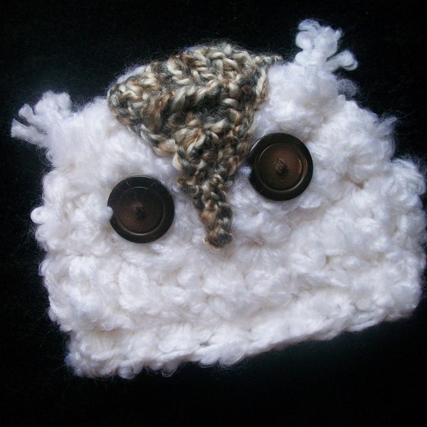 Snow Owl Baby Hat, Boys or Girls  -  Many Sizes - Preemie, Newborn, Infant