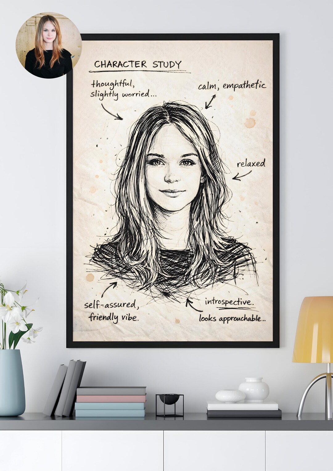 Study Draws Custom Custom Comic Character Study Portrait | Hand-drawn Black Ink Sketch ...