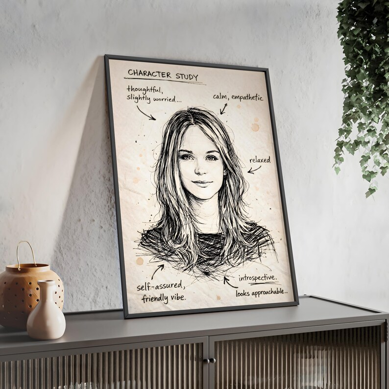 Study Draws Custom Custom Comic Character Study Portrait | Hand-drawn Black Ink Sketch ...