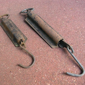 Antique scales: metal & brass, Rocket Balance Spring Scale, vintage hangers, mechanical gauge