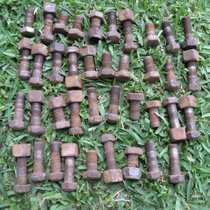 Lot of 39, industrial tools, rusty bolts, weld supply, metal art, primitive project, sculpture supply, rust dyeing, metal assemblage