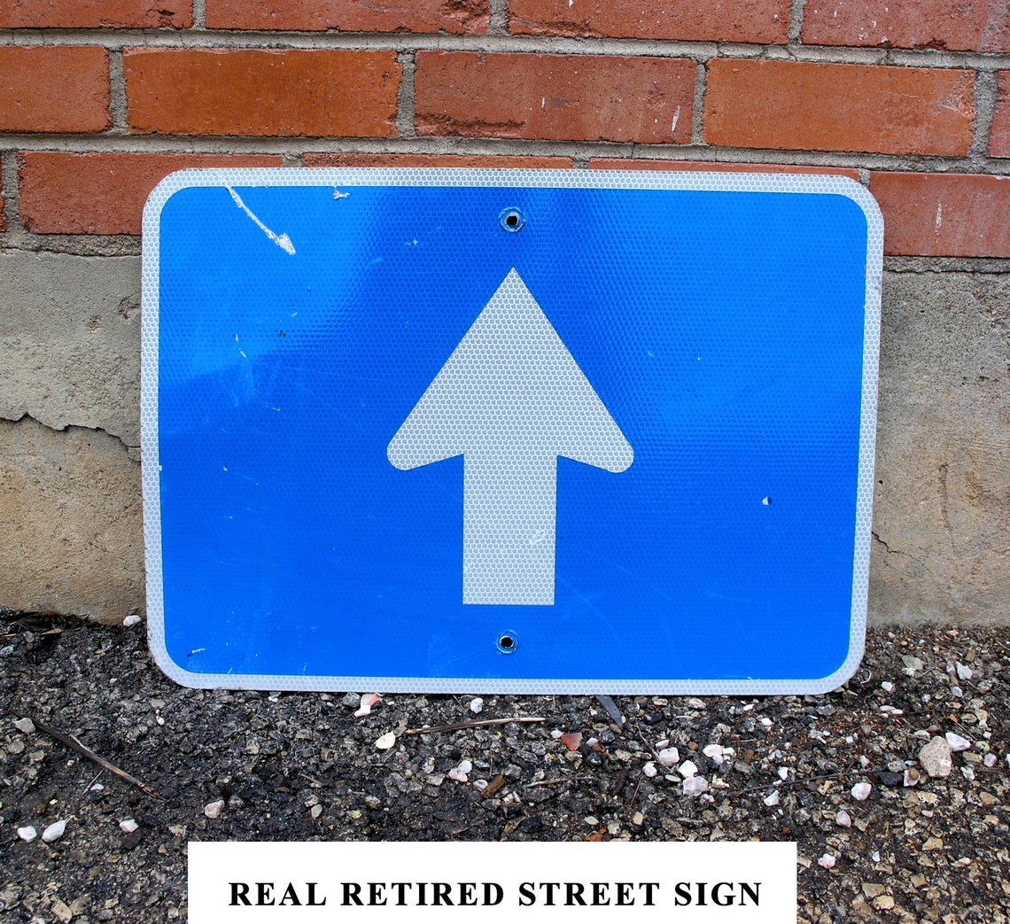 Real street sign blue & white pointing directional arrow Etsy