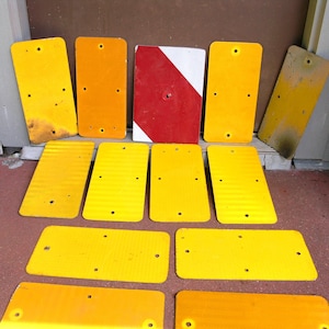 Lot of 12 Caution Reflective Signs: diy birdhouse shingle, Building Material ,Mail Box Marker, Road Reflectors Rectangular Tiles Plaque