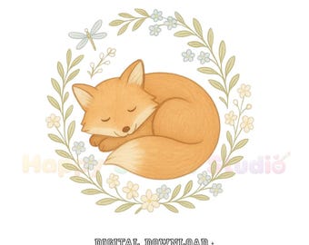 Hand Drawn Fox PNG, Whimsical Woodland Animal Digital Download, Cute Fox Shirt Art for Forest Girls, Gardener Gift, Wildlife T-Shirt Graphic