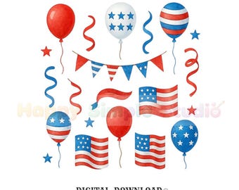 4th of July Watercolor PNG, Festive Independence Day Clipart, Digital Download for American Women, Patriotic Sisters Shirt Art, USA Decor