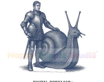 knight snail engraving png vintage digital download gift for history buffs fantasy lovers medieval knight shirt png detailed artwork tee