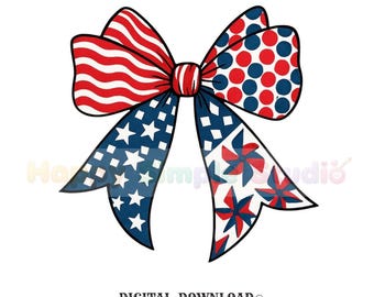 4th of july bow png hand drawn digital download gift for daughters patriots american holiday shirt png fourth of july design festive artwork