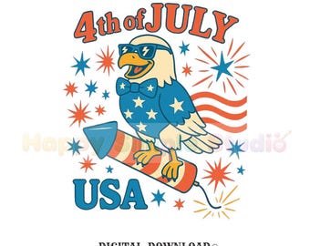 Patriotic Eagle Retro PNG, Vintage 4th of July Digital Download, Cute American Flag T-Shirt Graphic, Gift for Girls, USA Women Apparel Art