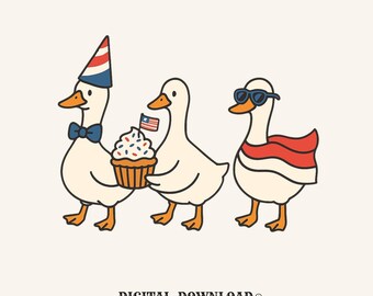 patriotic ducks png stylish digital download gift for sisters girlfriends cartoon bird t-shirt graphic 4th of july duck tee vector art