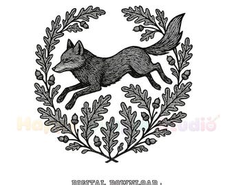 Vintage Prairie Fox PNG Digital Download gift for nature lovers woodland sisters vintage fox t-shirt graphic fox illustration print rustic