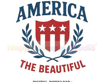 Vintage America PNG, America the Beautiful Digital Download, Distressed USA T-Shirt Graphic, Retro Fourth of July Gift for History Lovers