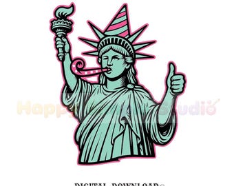 Statue of Liberty PNG, Digital Download for Feminist Women, Patriotic Girls Tee, July Fourth Artwork, Stylish Liberty Vector T-Shirt Design