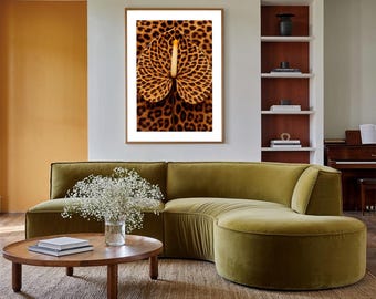 Wild Leopard Floral Wall Art, Botanical Poster, Leopard Lover Decor, Fashion Home Art, Bold Statement Print, Cheetah Print, Wild Glam Art.