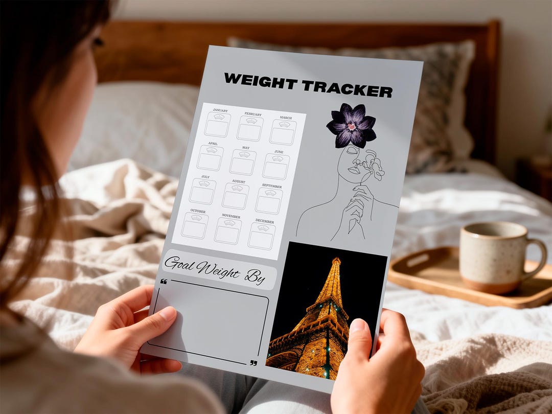 Weight Tracker Printable JPG, Aesthetic Weight Loss Planner, Feminine Wellness Tracker, Goal ...