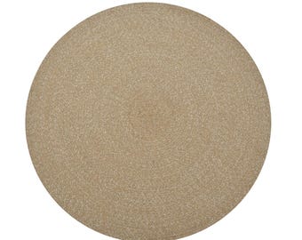 Handgefertigter geflochtener runder Juteteppich, natürlicher Boho-Bauernhausteppich, minimalistischer Bodenakzent