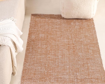 Handmade Neutral Brown Rug | Scandinavian Modern Flat Weave Carpet