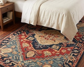 Hand Tufted Wool Area Rug, Floral Modern Statement Carpet