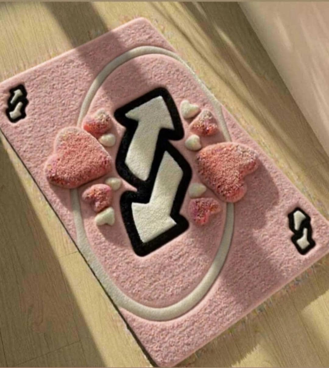 Uno Skin Rug UNO Reverse Card Rug: Pink Heart Tufted Bathmat, Kawaii room decor_3x5 ...