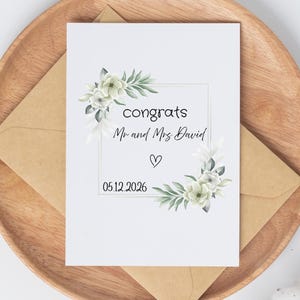 Custom Wedding Congratulations Card, Personalized Wedding Card, Custom Wedding Card, Wedding Day Congratulations, Wedding Day Keepsake Card