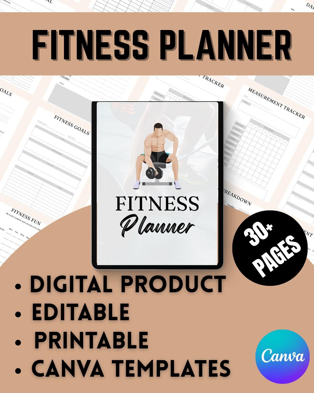 Fitness Planner – Digital PDF – Workout & Exercise Tracker – Health and ...