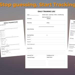 Registro de entrenamiento de artes marciales para luchadores: MMA, Muay Thai, BJJ, Taekwondo, Kickboxing, Combate y seguimiento de progreso (descarga digital)
