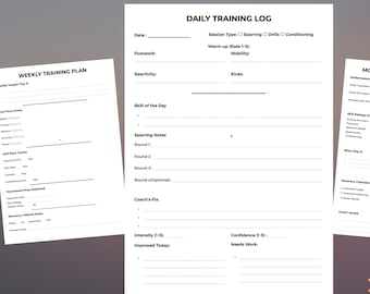 Martial Arts Training Log for Fighters | MMA Muay Thai BJJ Taekwondo Kickboxing | Sparring & Progress Tracker (Digital Download)