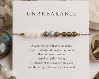 Pulsera de cristal irrompible para ella: regalo de fuerza, regalo de resiliencia para tiempos difíciles.