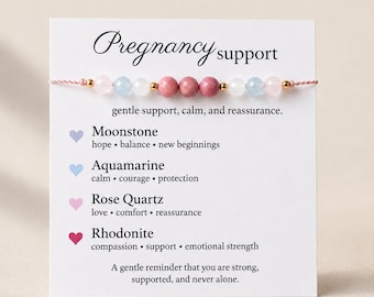 Pregnancy Bracelet - Gift For Mom To Be - Pregnancy and Birth Crystal Cord Bracelet