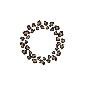 Leopard Print Wreath Embroidery Design, Leopard Monogram Frame, Liopards Patterns Frames, Leopards Spots Machine Embroidery Design 12 Sizes