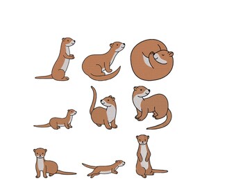 Otter Embroidery Design, Mini Otter Machine Embroidery, Cute Animal Machine Embroidery, Otter Lover Embroidery, Woodland Animal, 6 Sizes