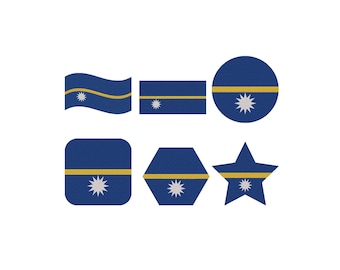 Nauru Flag Machine Embroidery Design, Nauru Flag Embroidery Designs, Flags Embroidery Designs, Patriotic Badges Embroidery Design, 6 Sizes