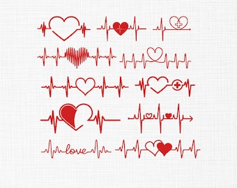 Heartbeat-bundel borduurontwerp, Heart Lover-borduurwerk, ECG-borduurontwerp, medische borduurmachine borduurontwerpbestanden, 6 maten