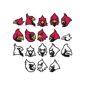 Red Cardinal Bird Embroidery Design, Wildlife Head Embroidery, Cardinal Head Mascot Embroidery, Red Bird Logo Machine Embroidery, 6 Sizes