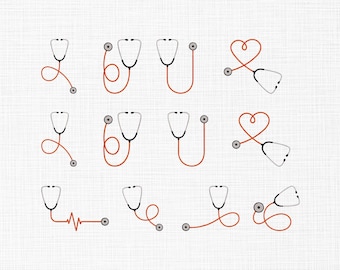 Borduurontwerp stethoscopen, stethoscoopborduurwerk, borduurwerk met hartslagstethoscoop, ontwerpbestanden machineborduurwerk, 6 maten