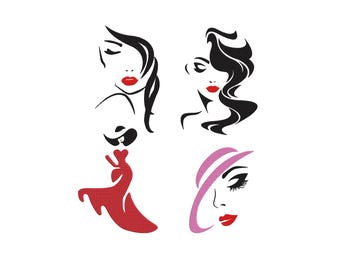 Elegant Woman Face Embroidery Designs, Lady Machine Embroidery, Fashion Lady, Woman Face Outline Embroidery Files, 5 Sizes, Digital download