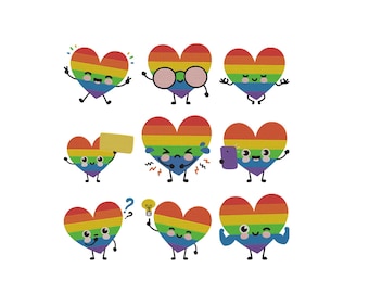 Rainbow Pride Flag Heart Embroidery,Heart Rainbow Support LGBT Embroidery,Pride Month Pride Flag, Equality Motif, Pride Heart Emoji, 6 Sizes