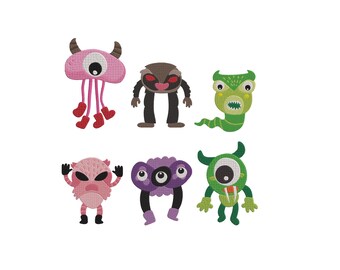 Monster Embroidery Design, Halloween Monsters Bundle Embroidery, Spooky Season Machine Embvroidery Design Files, Kids Embroidery, 6 Sizes