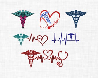Medical Caduceus Embroidery Design, Caduceus Heartbeat, Nurse Symbol, Medical Embroidery, Doctor Symbols Machine Embroidery Files, 5 Sizes