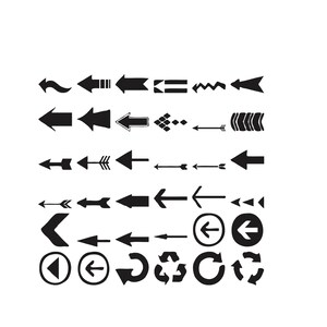 Pfeil Icons und Symbole Stickmuster, gerade, gebogene, gezackte und handgezeichnete Stil Pfeile Stickmusterdateien für die Maschinenstickerei, 6 Größen