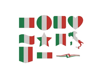 Italian Flag Machine Embroidery Design, Italian Flag Map, Ribbon, Circular Emblems Design, Italy Flag Bundle Files, 6 Sizes Instant Download