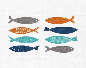 Ontwerpbundel sardines borduurwerk, Italian Summer The Market-borduurwerk, Les Sardines-borduurbestand, Embroidery Machines-bestand, 5 maten