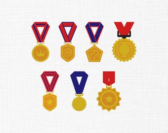 Gold Medal Bundle Embroidery Design, Medal Winner Embroidery, Sports Winer Players Medal Machine embroidery Design Files, 6 Sizes