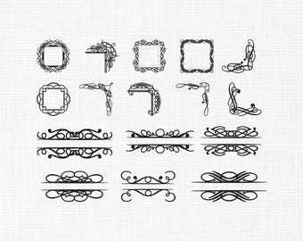 Frames hoekbundel silhouet borduurontwerp, stijlvol framerand borduurontwerp, minimachineborduurontwerpbestanden, 6 maten