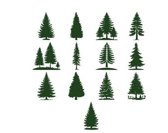 Pine Tree Embroidery Design, Evergreen Trees Embroidery Design, Pine Trees Digital Machine Embroidery Files, Mountains Tree Files, 6 Sizes