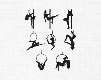 Paaldansen meisjes borduurwerk ontwerp, luchtfoto hoepel fitness meisje borduurwerk ontwerp, silhouet machine borduurwerk ontwerpbestanden, 6 maten