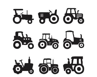Borduurontwerp tractor, borduurontwerp minitractor, TractorSilhouette Set machineborduurwerk, digitaal bestand direct downloaden, 6 maten