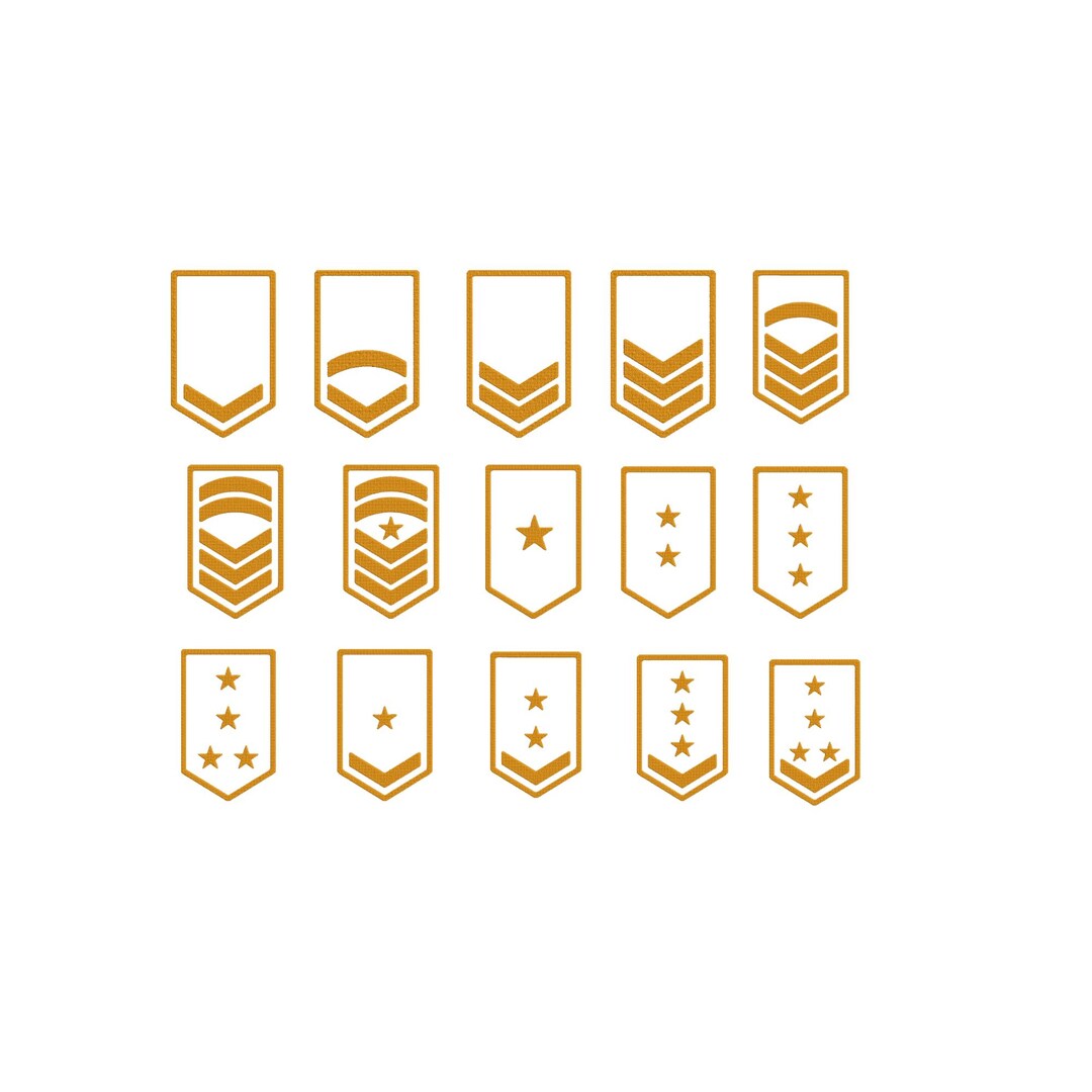 US Military Rank Symbol Embroidery Design, US Army Ranks Embroidery ...