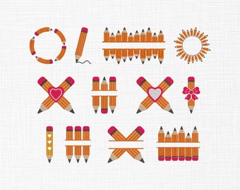 Pencils Embroidery Design, Pencil Split Monogram Embroidery Design, Mini Pencil Embroidery Design, Back to School Embroidery Design, 6 Sizes