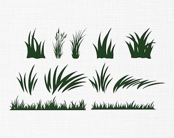 Gras set borduurontwerp, machineborduurontwerp, grasrand borduurontwerp, grassilhouet, grasrand, grasontwerp 5 maten